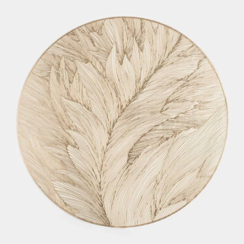 Placemat, 38 cm, PVC, round, golden, Sheet, Azhur