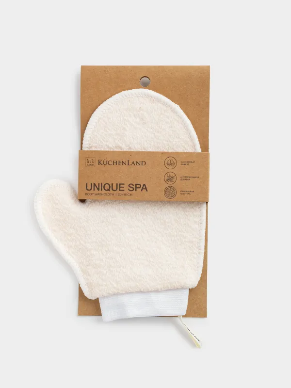 Body washcloth, 20x16 cm, nylon / cotton, beige, Unique spa, image-5