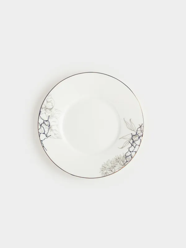 Tea pair, 1 person, 2 items, 350 ml, porcelain F, white and gold, Bees with flowers, Honey, image-2