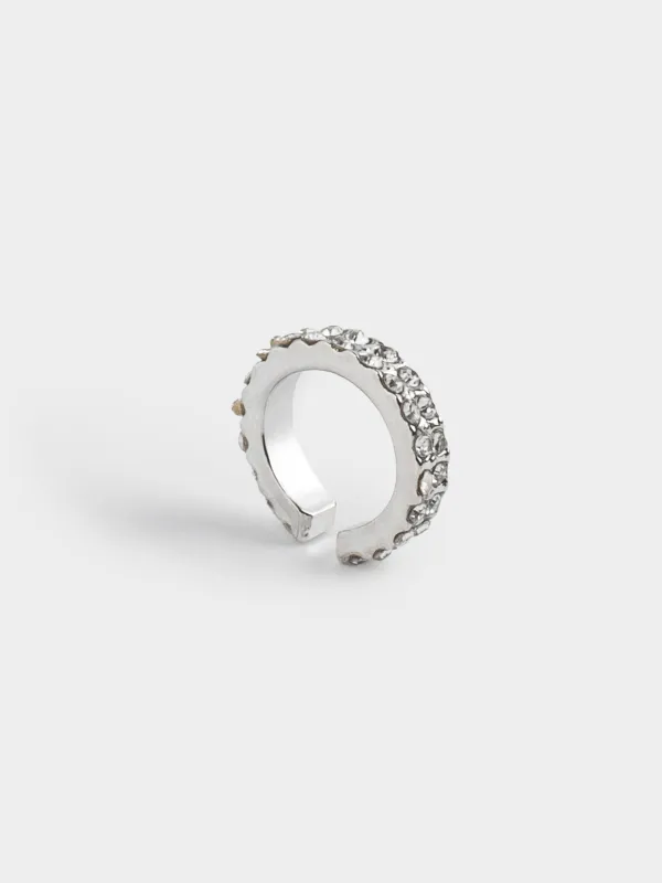 Cuff earring, 1 cm, metal, silver, Crystals, Jewelry crystal, image-0