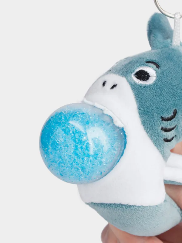 Anti-stress keychain, 9 cm, polyester / metal, blue, Shark, Aquatic animals, image-3