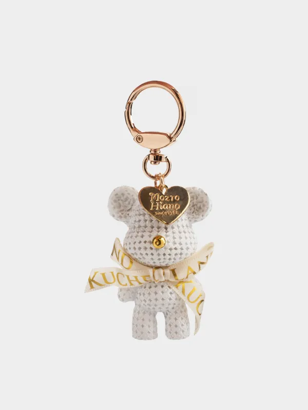 Keychain, 11 cm, plastic / metal, milky, Bear, Bear