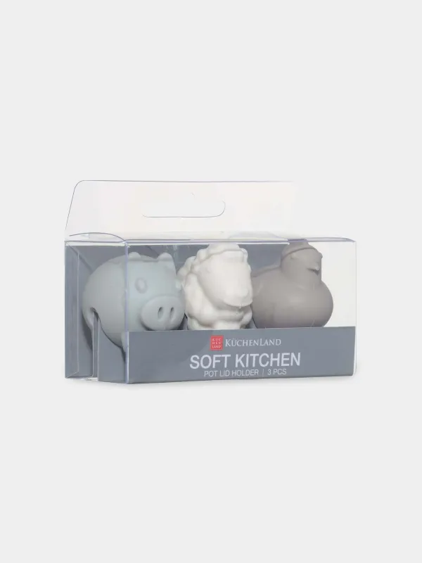 Pot lid holder, 3 pcs, Silicone, Mix, Animals, Soft kitchen, image-2