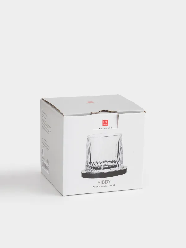 Drinking glass, 10 cm, 280 ml, on a stand, glass R / bamboo, Ribby, image-5