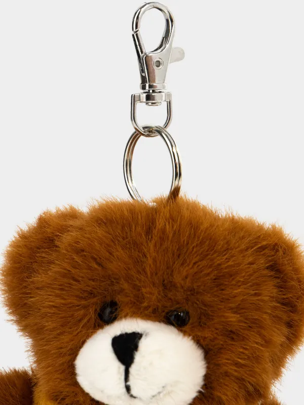 Keychain, 16 cm, soft, polyester / metal, beige, Bear, Bear, image-3