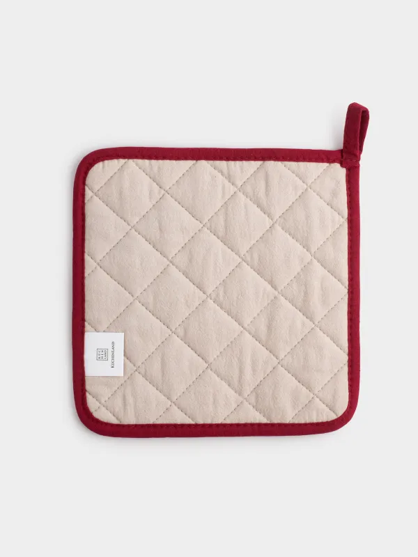 Potholder, 20x20 cm, cotton, grey-beige, Horse, Horse in scarf, image-2