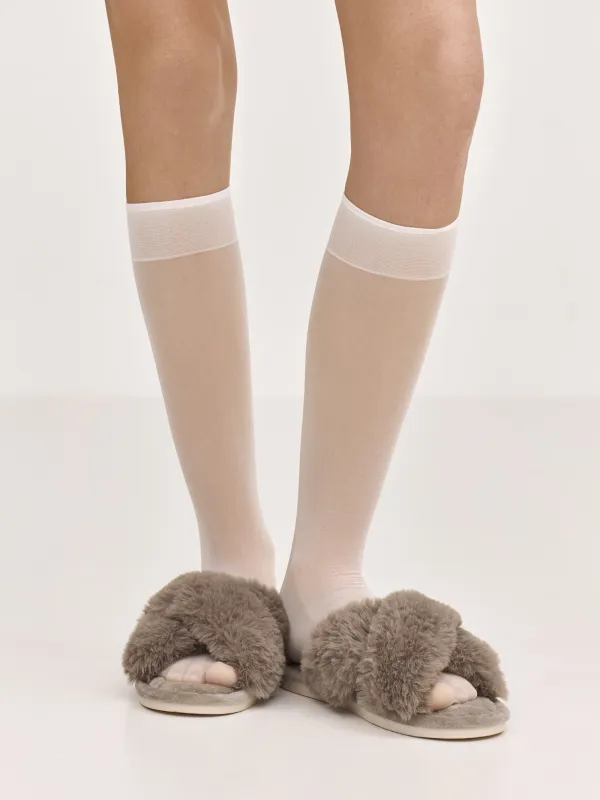 Women's slippers, homewear, size 36-37, polyester, brown, Tape, image-7