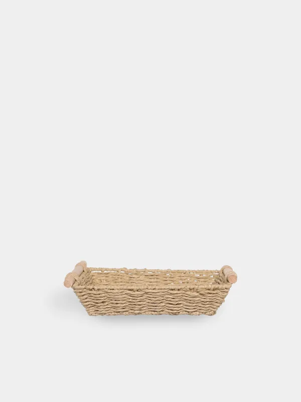 Storage basket, 25x15 cm, braided, with handles, cellulose, rectangular, Braided, image-0