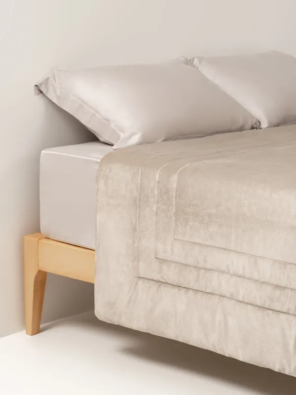 Bedspread, 220x240 cm, quilted, velvet/microfiber, beige, Frame, Stitch velvet, image-4