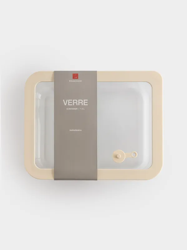 Container, 1,4 l, with valve, glass T / silicone, rectangular, beige, Verre, image-5