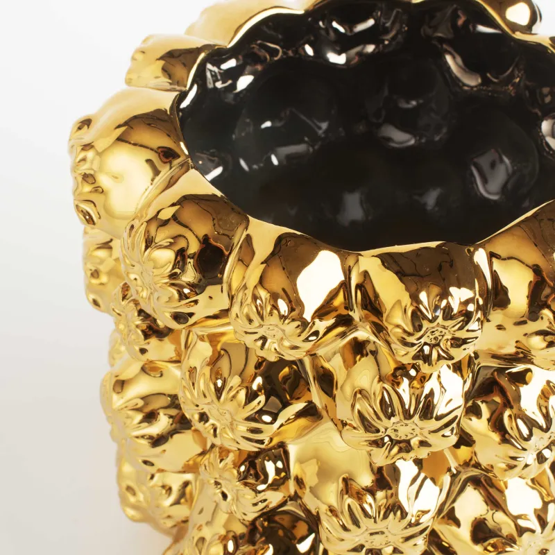 Flower vase, 19 cm, decorative, ceramic, golden, Flowers, Bloome, image-3