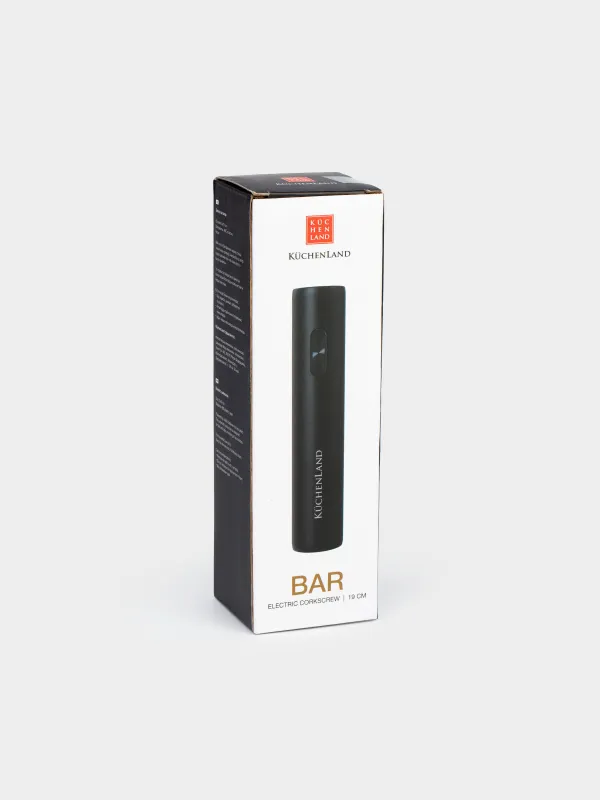 Electric corkscrew, 19 cm, plastic/steel, Black, Bar, image-6