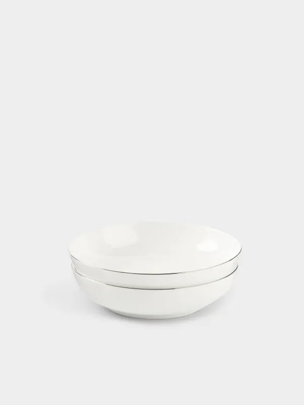 Soup plate, 20x4 cm, 2 pieces, porcelain F, white, Ideal silver, image-0