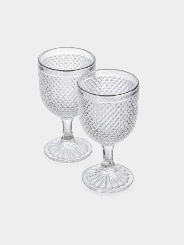 Drinking goblet glass, 300 ml, 2 pcs, glass R, with silver edging, Verona silver, image-1