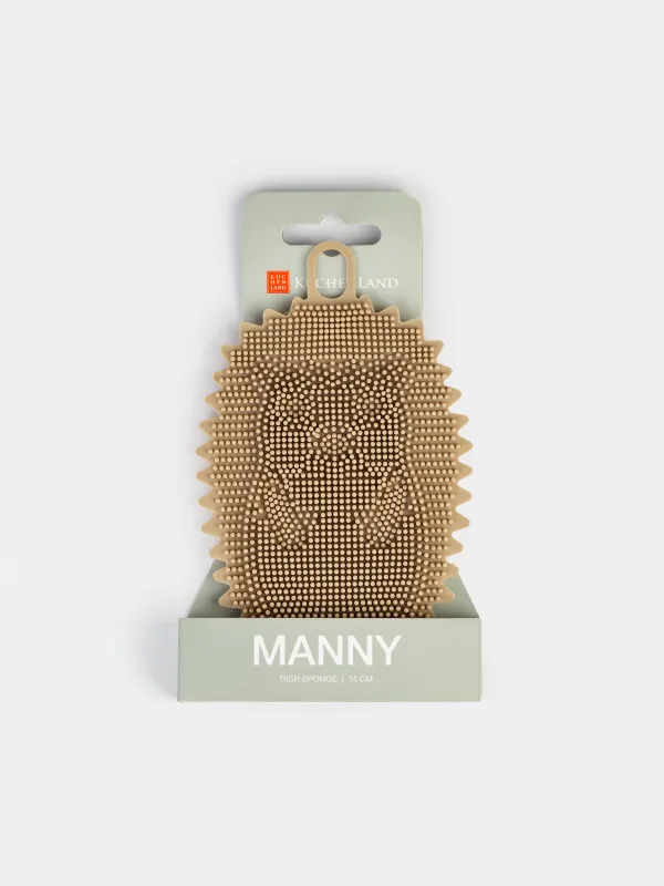 Dish washing sponge, 13 cm, Silicone, Beige, Hedgehog, Manny, image-6