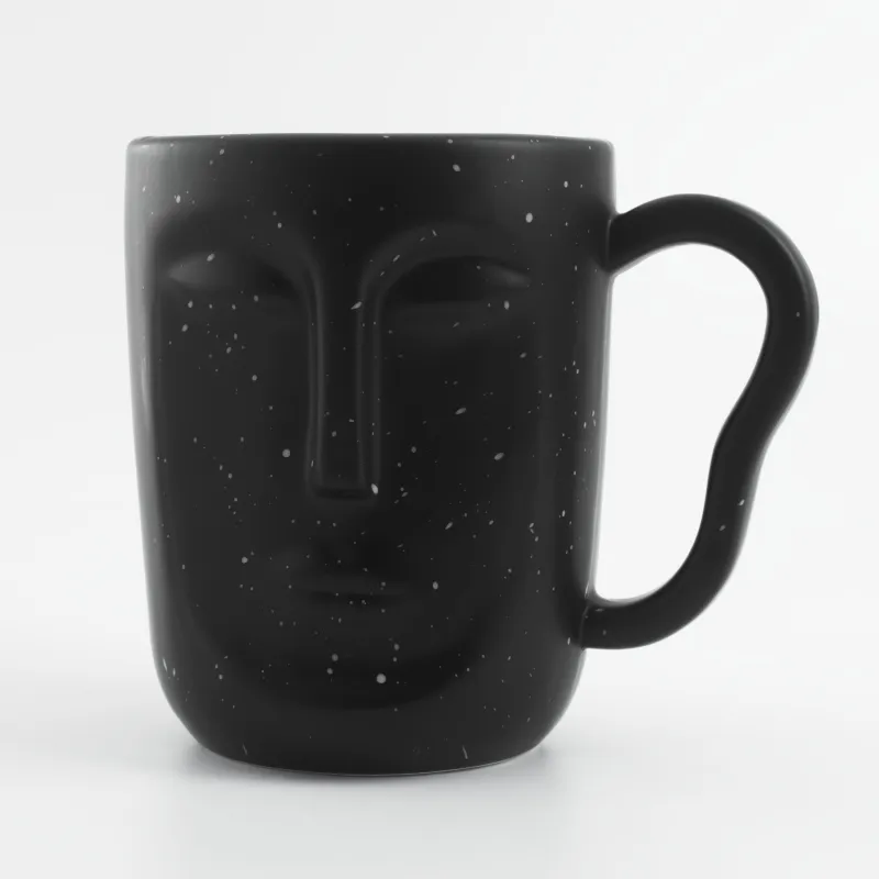 Mug, 580 ml, Ceramic, Black, speckled, Face, Face speckled, image-1