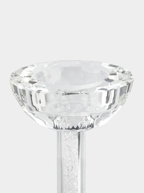 Candle holder, 23 cm, on a leg, glass / rhinestones, Crystal, Crystal, image-4
