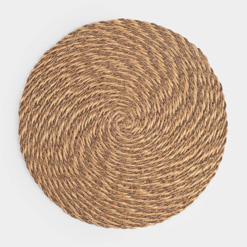 Placemat, 38 cm, polypropylene, round, sand-brown, Weaving, Volute