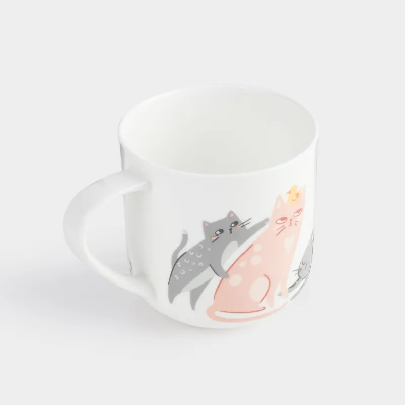 Mug, 500 ml, porcelain F, white, Cats, Cat, image-2