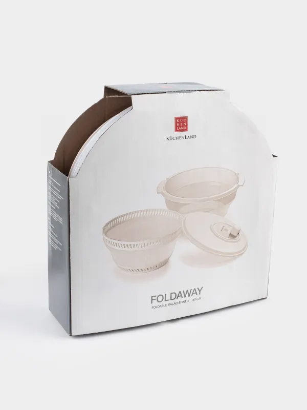 Vegetable dryer, 30 cm, mechanical, foldable, plastic / rubber, gray-beige, Foldaway, image-9