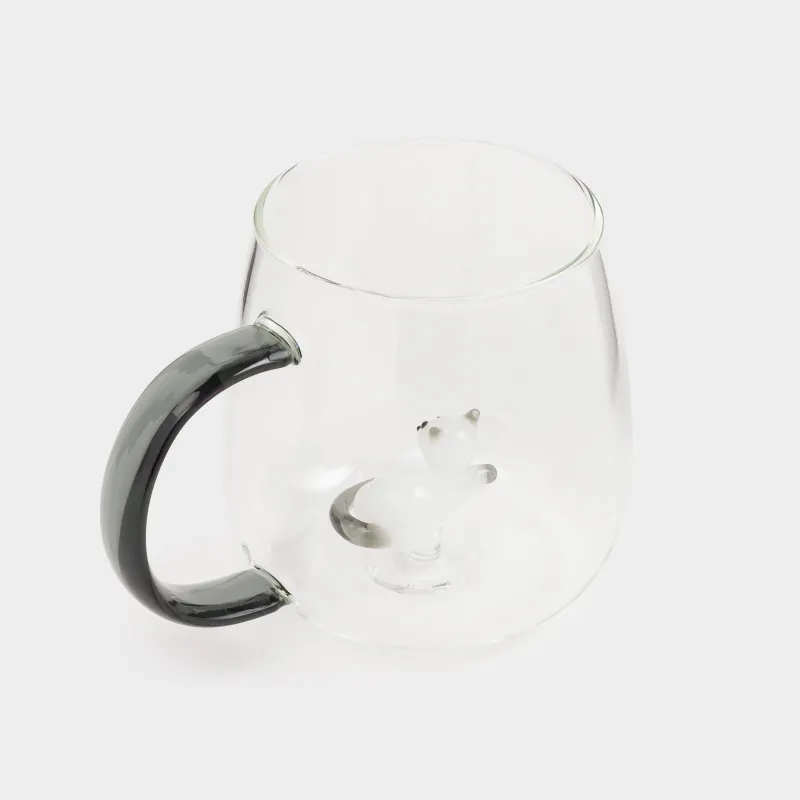 Mug, 400 ml, glass B, grey handle, Cat, Shape, image-1