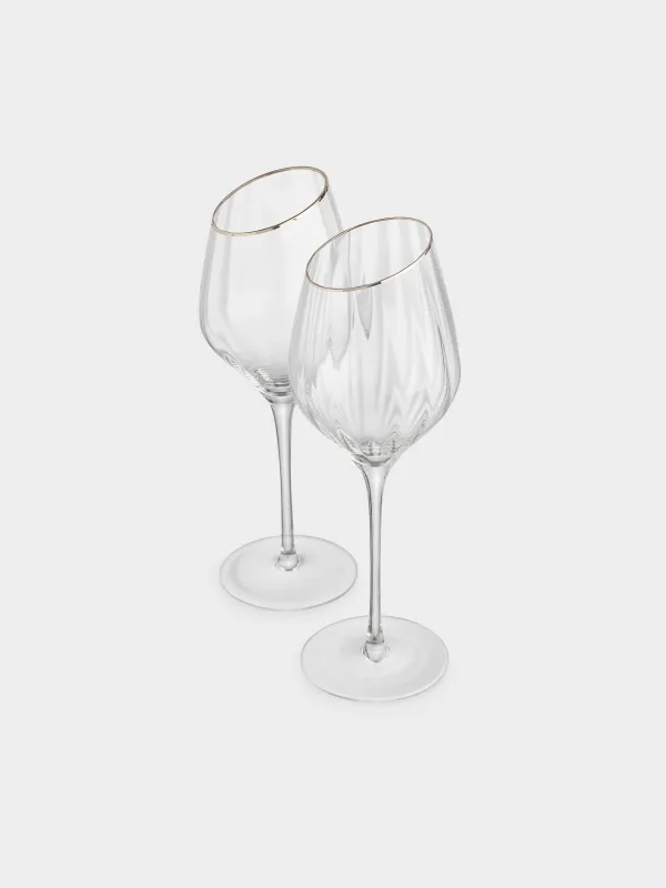 Drinking glass, 460 ml, 2 pcs, glass, with golden edging, Charm R gold, image-1