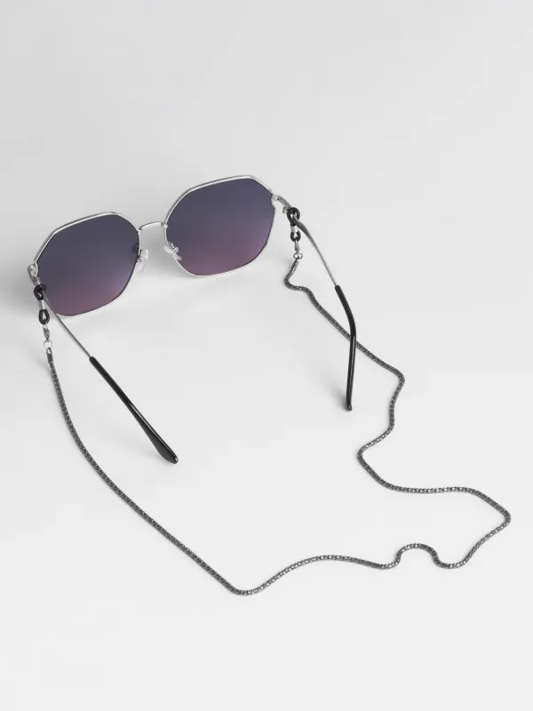 Eyeglass chain, 73 cm, metal, black, Weaving, Skye, image-0