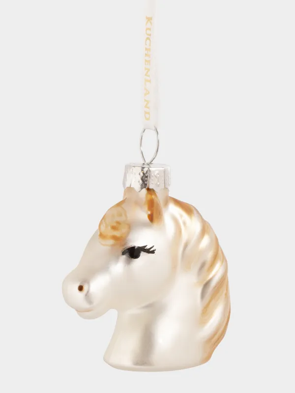 Christmas tree toy, 4 cm, glass, colorful, Horse head, Figure horse, image-0