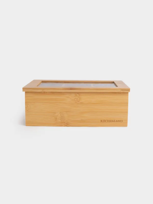 Tea box, 24x16 cm, 6 otd, bamboo, rectangular, Bamboo, image-0