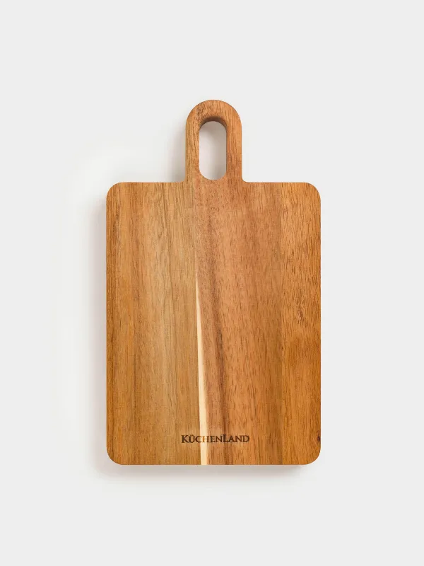 Cutting board set, 2 items, on a stand, wood / steel, rectangular / round, Noble tree , image-4