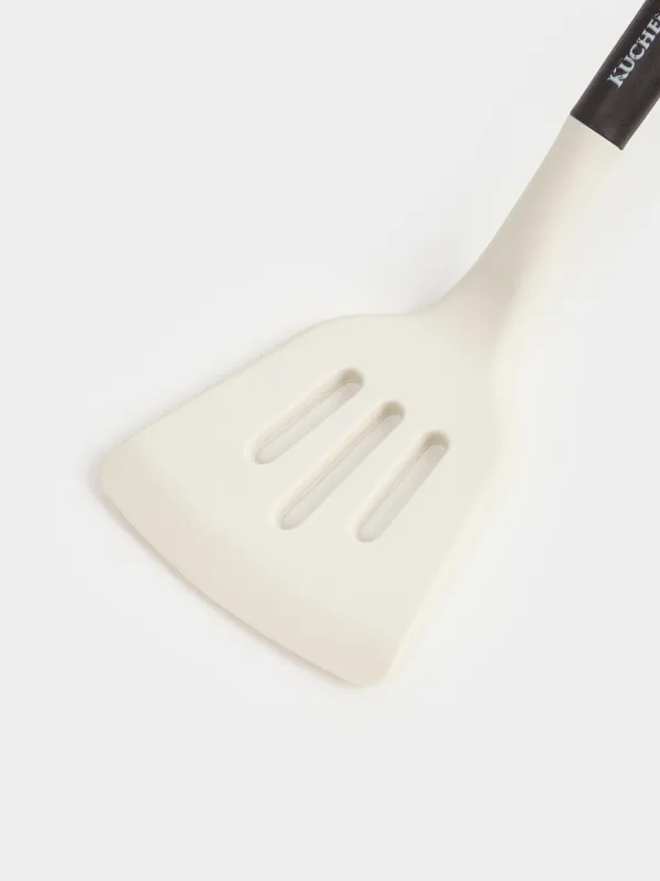 Spatula, 32 cm, with slits, silicone / plastic, beige-black, Service, image-2