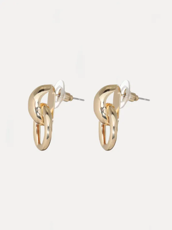 Stud earrings, 2 cm, 2 pcs, metal, gold, Jewelry, image-1