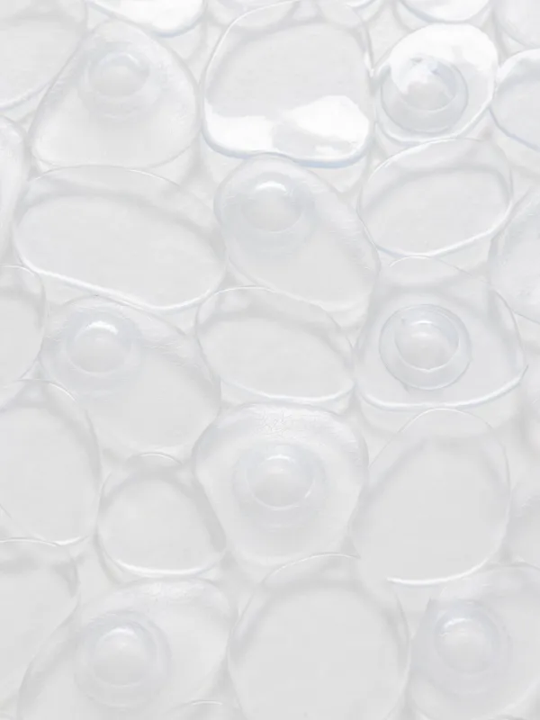 Bath/shower mat, 36x68 cm, with suction cups, PVC, Oval, White, Stones, Pebble, image-2