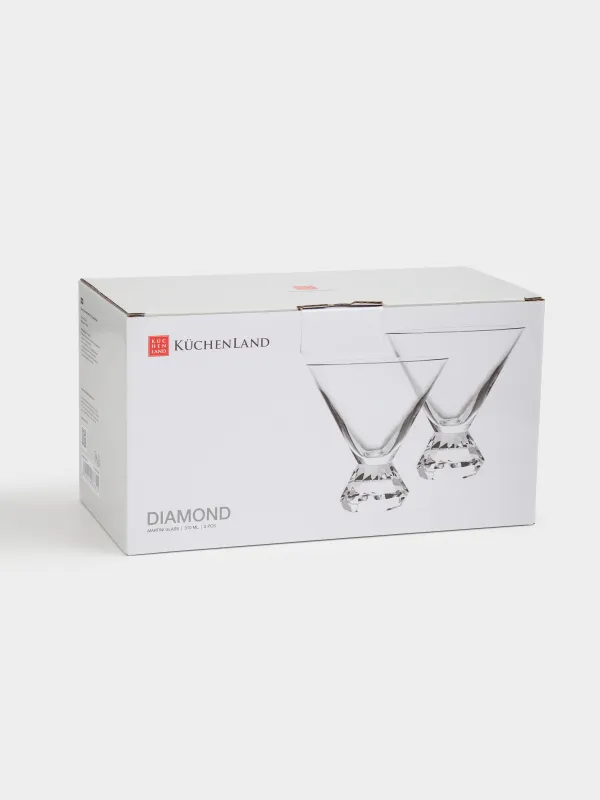 Drinking glass, 310 ml, 2 pcs, glass, Diamond, Diamond, image-5