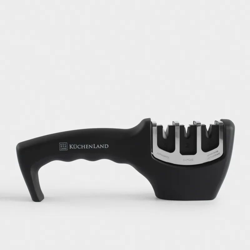 Knife Sharpener, 20 cm, 3-Stage sharpening, black, Accessories