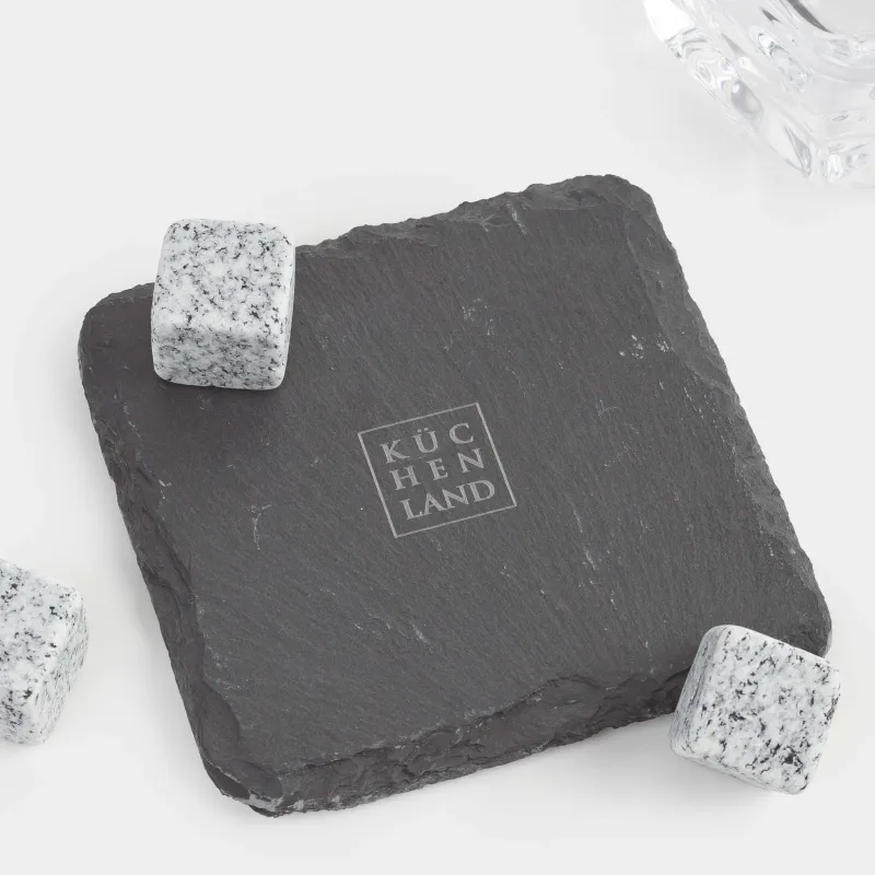 Whiskey set, 1 person, 5 items, in a box, glass / cubes/stand, glass / marble/slate, Bar, image-1