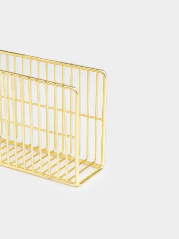 Napkin holder, 13 cm, metal, golden, Twist gold, image-3