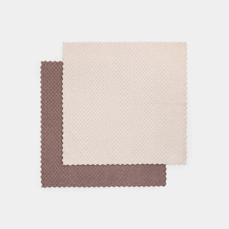 Kitchen cloth, 30x30 cm, 2 pcs, microfiber, brown / cream, Grain, Clean