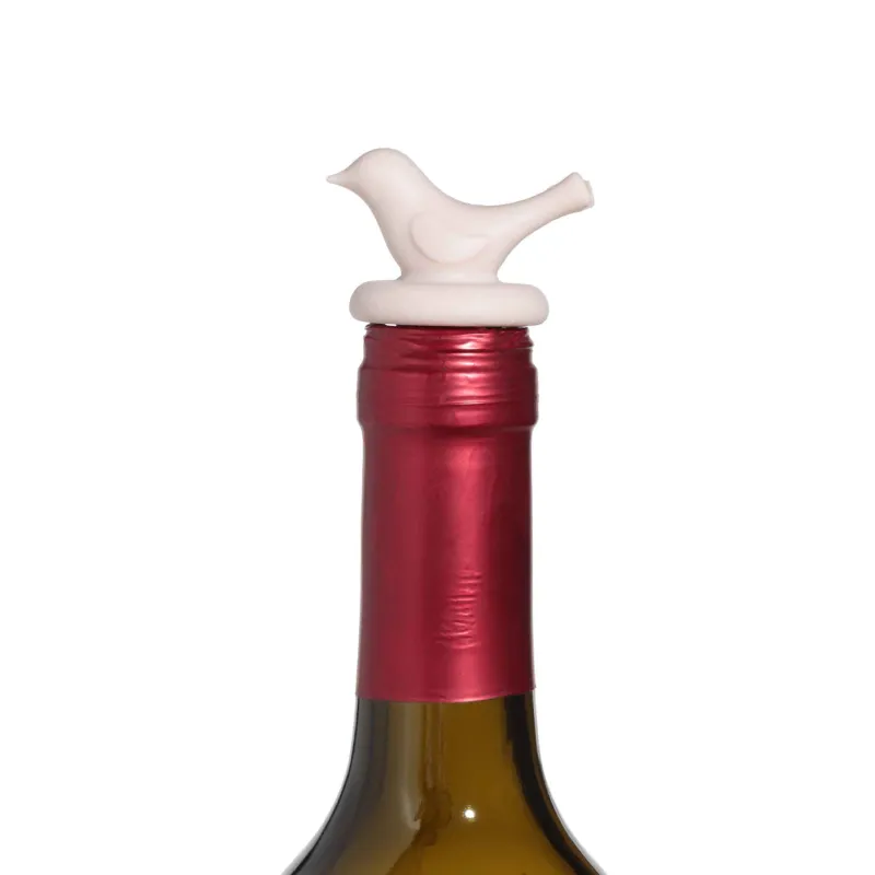 Wine bottle stopper, 5 cm, silicone, beige, Bird, Soft kitchen, image-2