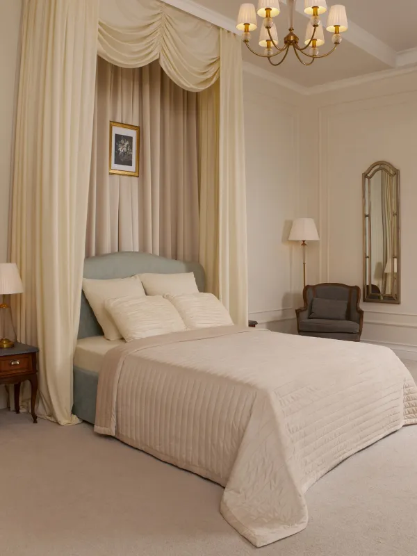 Bedspread, 220x240 cm, quilted, velvet/microfiber, beige, Stripes, Stitch velvet, image-5