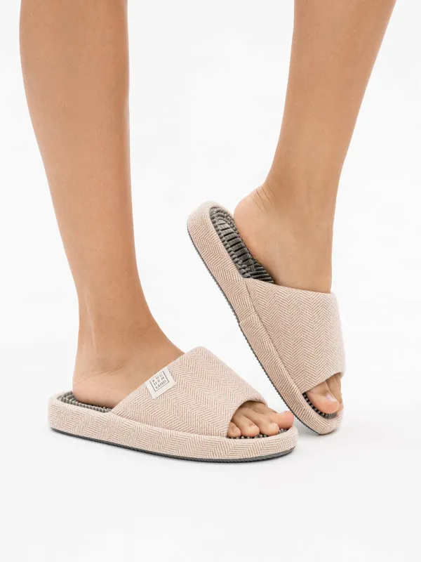 Women's slippers, home, p. 36-37, polyester / rubber, beige, Lint, image-3