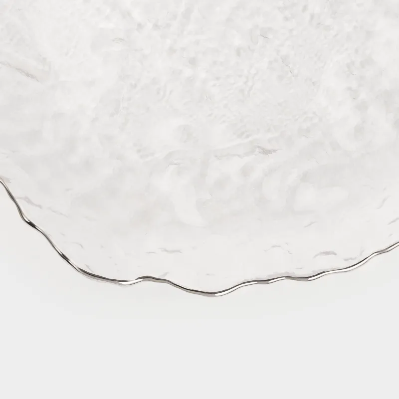 Dish, 26 cm, glass, with silver edging, Nautilus silver, image-5