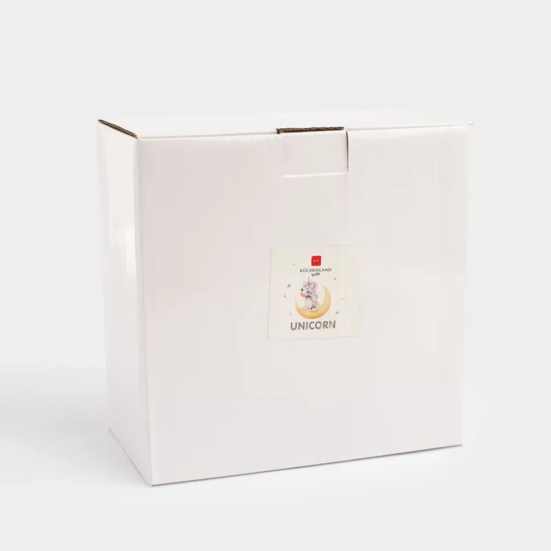 Children's tableware set, 3 items, porcelain N, white, Unicorn and month, Unicorn, image-7