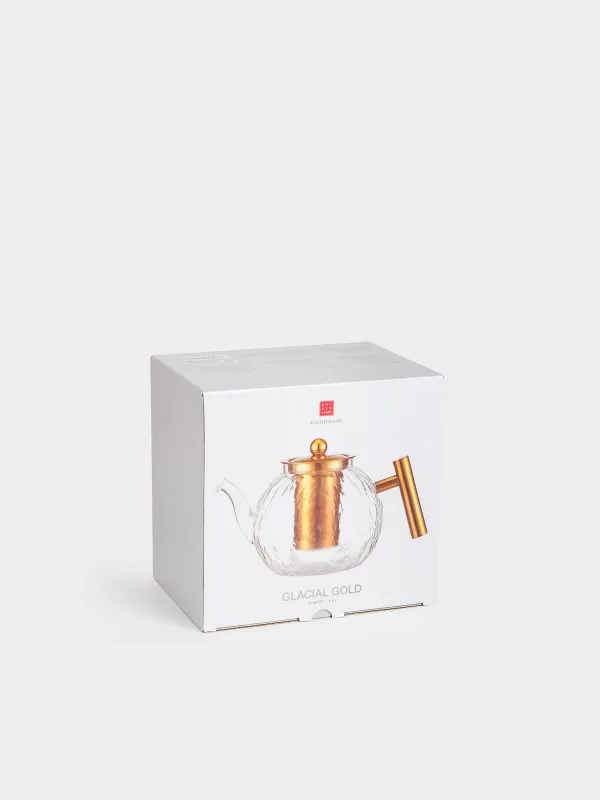 Teapot, 1,4 l, glass B/steel glass, golden, Glacial gold, image-5