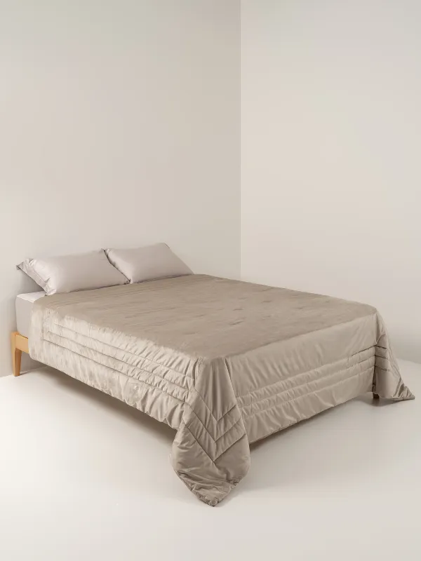 Bedspread, 220x240 cm, quilted, velvet/microfiber, beige, Frame, Stitch velvet, image-5