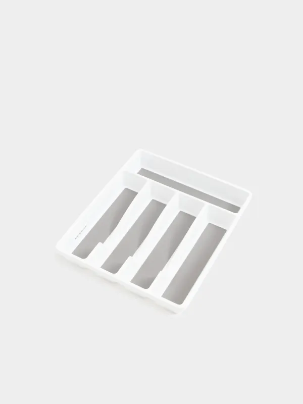 Cutlery tray, 33x29 cm, 5 otd, plastic / rubber, white-grey, Non-slip, image-2