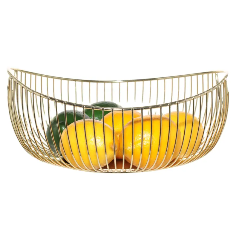 Fruit basket, 28 cm, with handles, metal, golden, Twist gold, image-2
