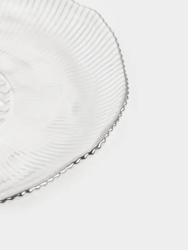 Dinner plate, 27 cm, glass R, with silver edging, Argos silver, image-3