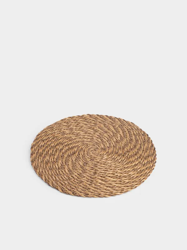 Placemat, 38 cm, polypropylene, round, sand-brown, Weaving, Volute, image-1