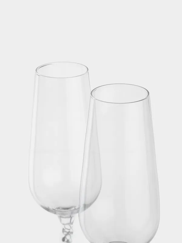 Drinking glass, 260 ml, 2 pcs, crystal glass, Twisted leg, Parma, image-3